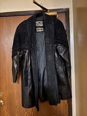 Vintage Leather Suede Long Trench Coat Fall Winter Jacket